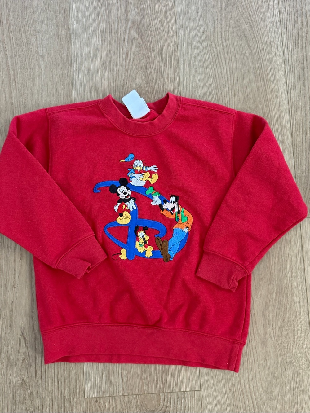 Vintage Disney Store Red Embroidered Crewneck Sweatshirt Kids Medium (7/8)